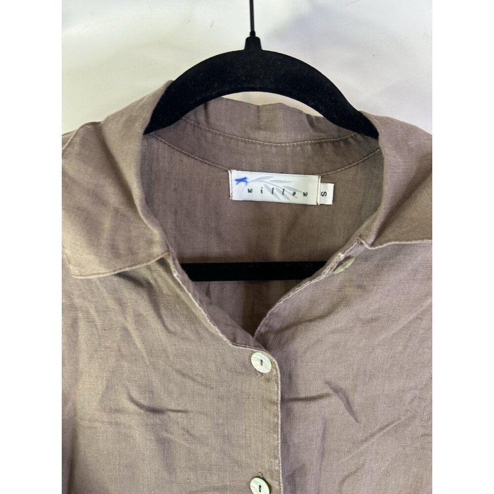 Willow Linen Button Front Shirt Brown USA. Lagenlook Artsy - Picture 6 of 7